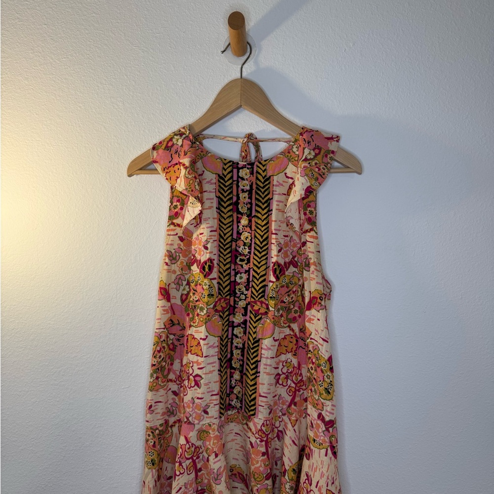 Free People Pink Floral Top with Ruffle Details